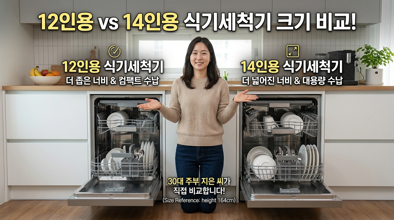 식기세척기 12인용 14인용 크기 비교 (설치공간, 수납 차이)